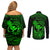 hawaii-couples-matching-off-shoulder-short-dress-and-long-sleeve-button-shirts-turtle-mix-polynesian-plumeria-green-version
