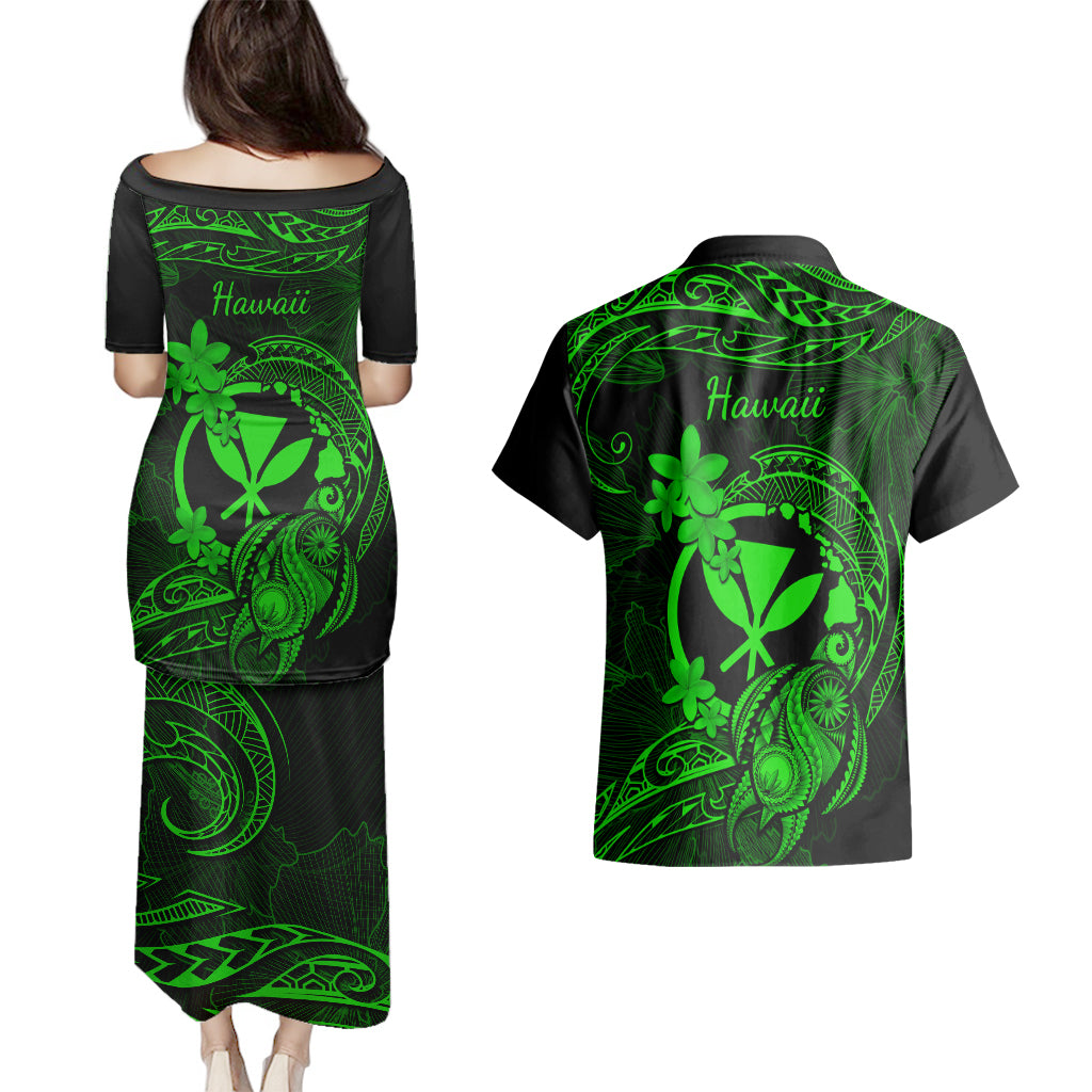 hawaii-couples-matching-puletasi-dress-and-hawaiian-shirt-turtle-mix-polynesian-plumeria-green-version