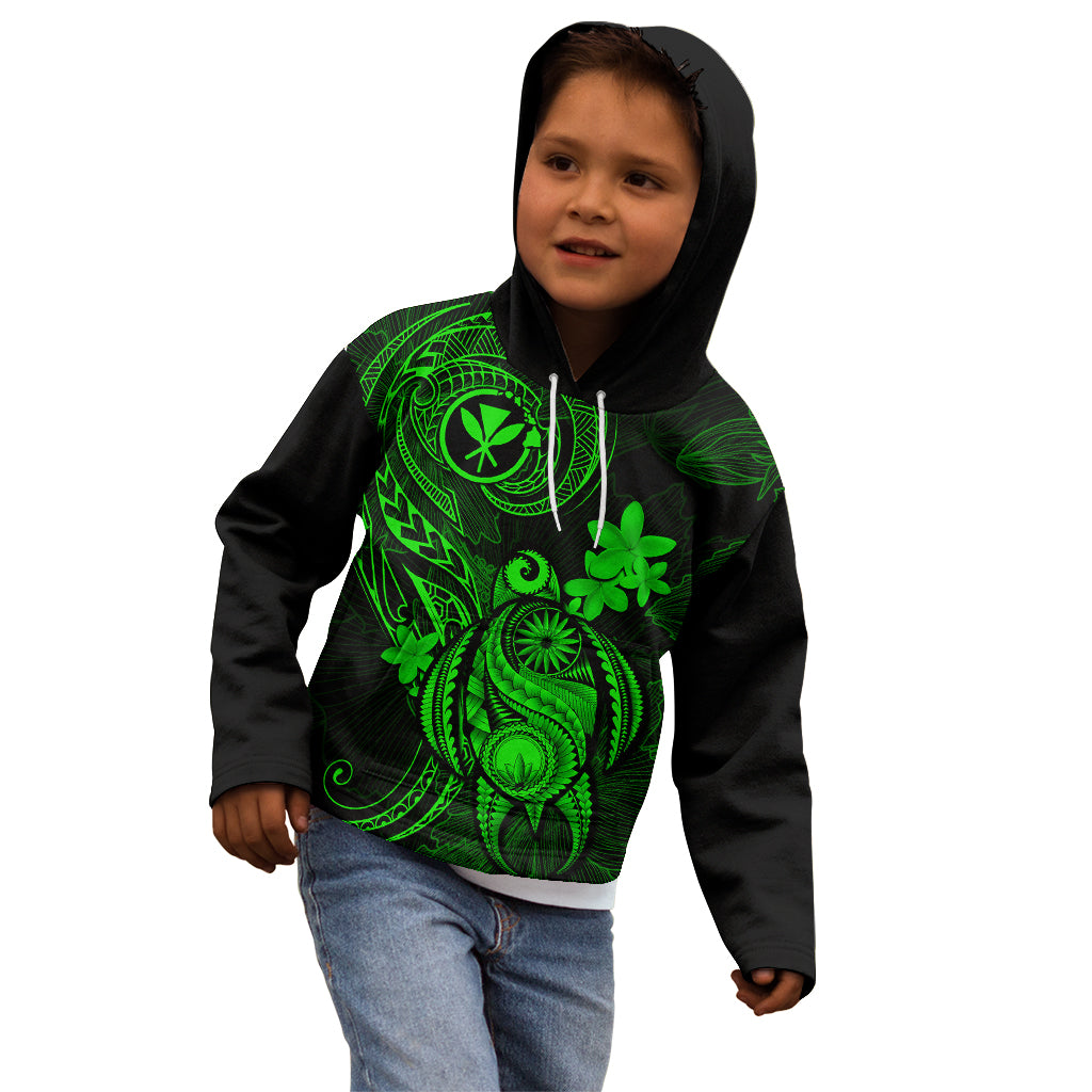 Hawaii Kid Hoodie Turtle Mix Polynesian Plumeria Green Version LT14 - Polynesian Pride
