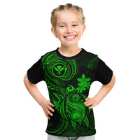 Hawaii Kid T Shirt Turtle Mix Polynesian Plumeria Green Version LT14 Green - Polynesian Pride