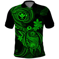 Hawaii Polo Shirt Turtle Mix Polynesian Plumeria Green Version LT14 Green - Polynesian Pride