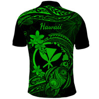 Hawaii Polo Shirt Turtle Mix Polynesian Plumeria Green Version LT14 - Polynesian Pride