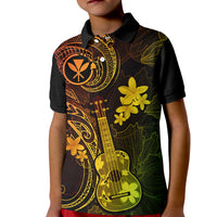 Hawaii Kid Polo Shirt Ukulele Mix Polynesian Plumeria Reggae Version LT14 Kid Reggae - Polynesian Pride