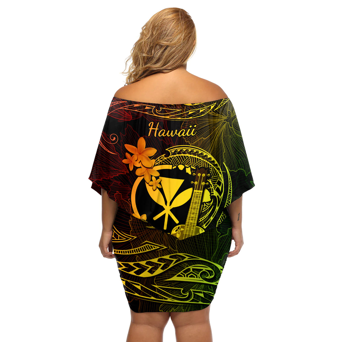 hawaii-off-shoulder-short-dress-ukulele-mix-polynesian-plumeria-reggae-version