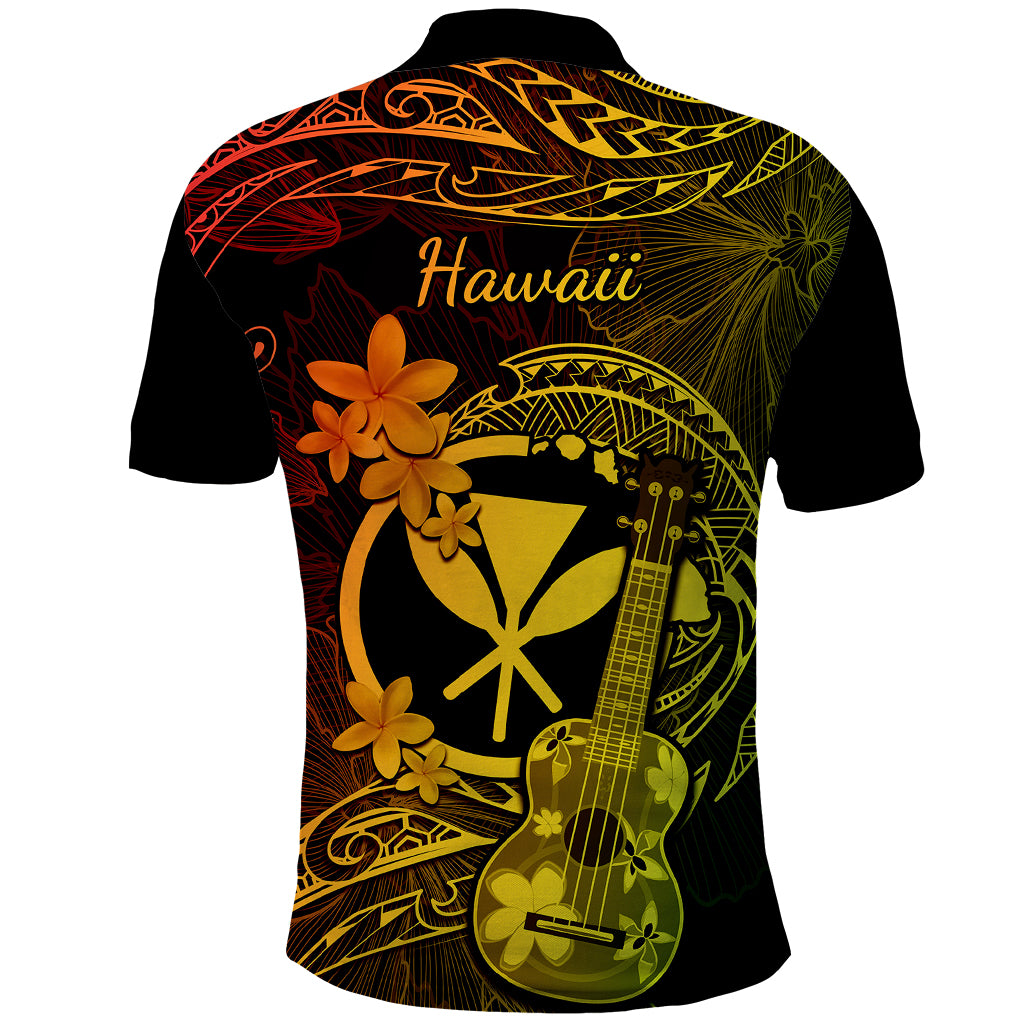 Hawaii Polo Shirt Ukulele Mix Polynesian Plumeria Reggae Version LT14 - Polynesian Pride