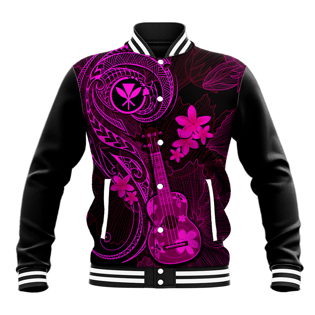 Hawaii Baseball Jacket Ukulele Mix Polynesian Plumeria Pink Version LT14 Unisex Pink - Polynesian Pride