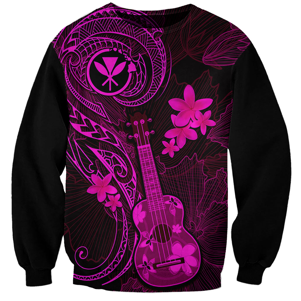 Hawaii Sweatshirt Ukulele Mix Polynesian Plumeria Pink Version LT14 Unisex Pink - Polynesian Pride
