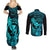 hawaii-couples-matching-summer-maxi-dress-and-long-sleeve-button-shirts-ukulele-mix-polynesian-plumeria-turquoise-version