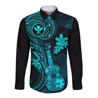hawaii-long-sleeve-button-shirt-ukulele-mix-polynesian-plumeria-turquoise-version