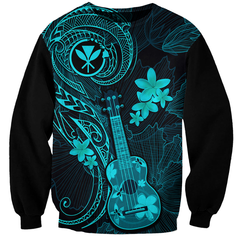 Hawaii Sweatshirt Ukulele Mix Polynesian Plumeria Turquoise Version LT14 Unisex Turquoise - Polynesian Pride