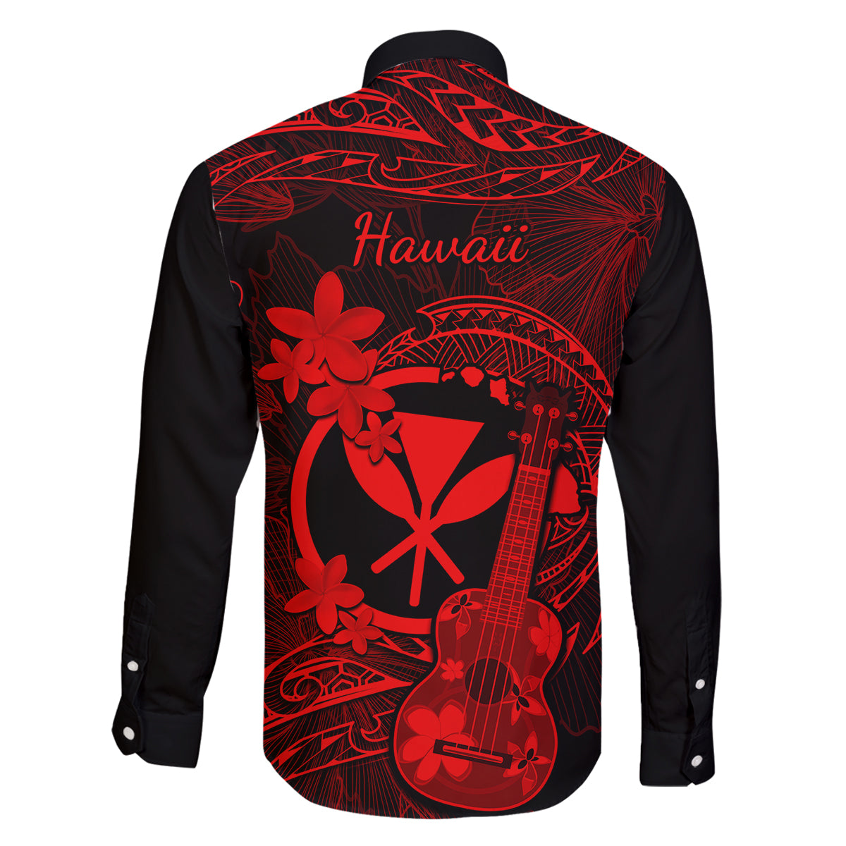 Hawaii Family Matching Puletasi Dress and Hawaiian Shirt Ukulele Mix Polynesian Plumeria Red Version LT14 - Polynesian Pride