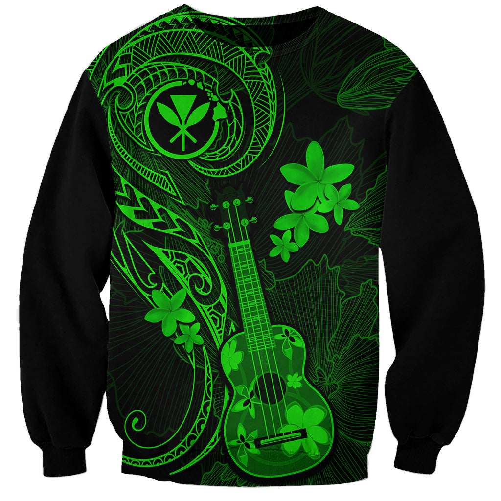 Hawaii Sweatshirt Ukulele Mix Polynesian Plumeria Green Version LT14 Unisex Green - Polynesian Pride