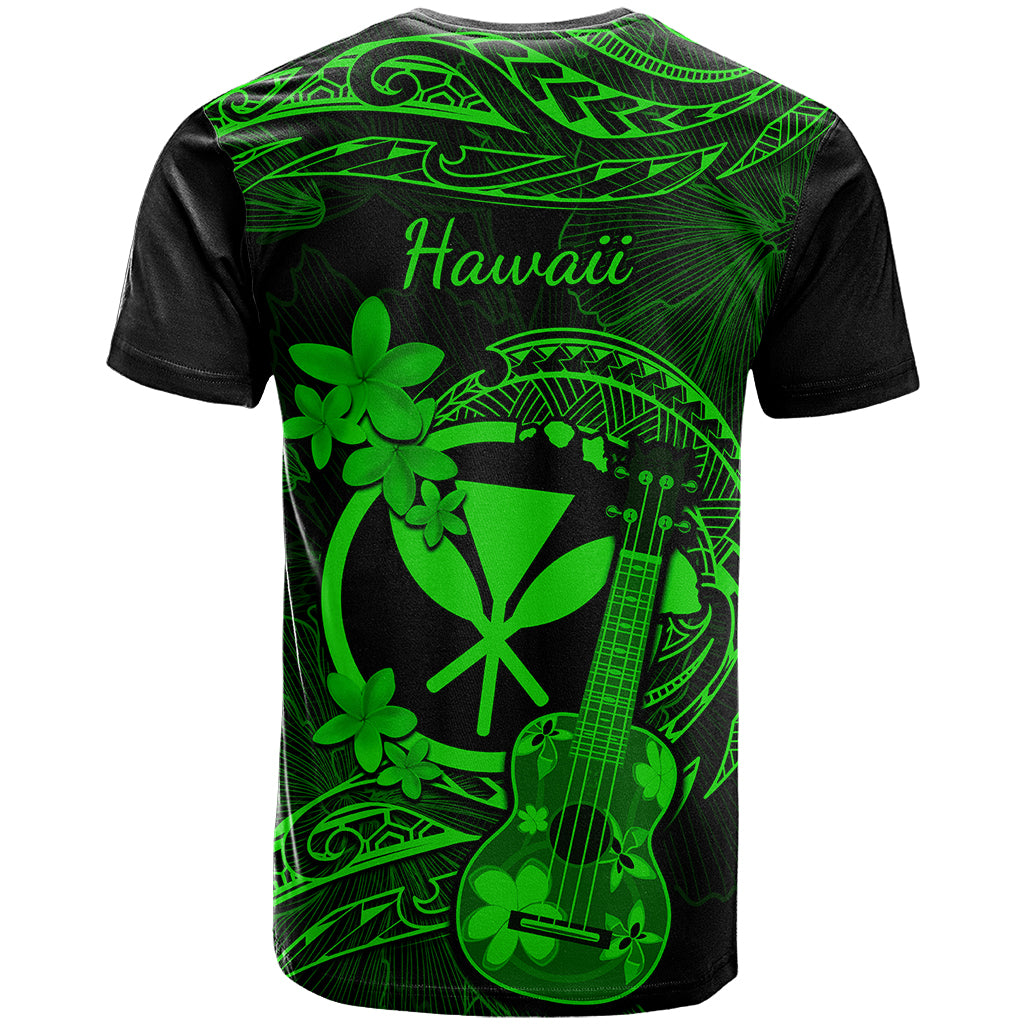 Hawaii T Shirt Ukulele Mix Polynesian Plumeria Green Version LT14 - Polynesian Pride