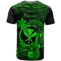Hawaii T Shirt Ukulele Mix Polynesian Plumeria Green Version LT14 - Polynesian Pride