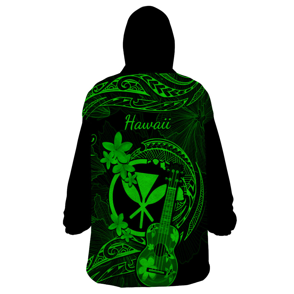 hawaii-wearable-blanket-hoodie-ukulele-mix-polynesian-plumeria-green-version