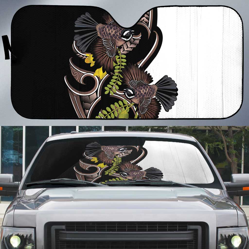 New Zealand Valentines Day Auto Sun Shade Piwakawaka Lovers Maori Koru Tattoo - Polynesian Pride