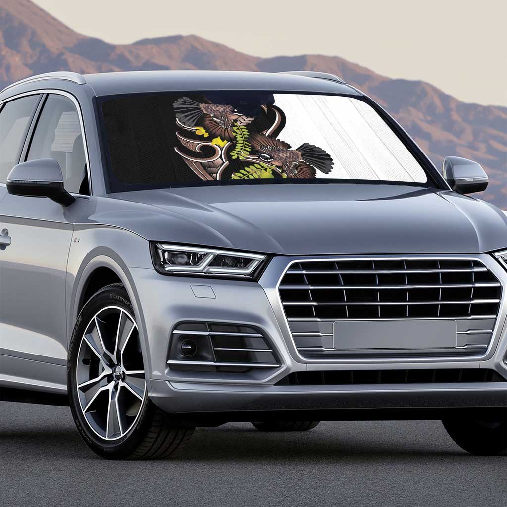 New Zealand Valentines Day Auto Sun Shade Piwakawaka Lovers Maori Koru Tattoo - Polynesian Pride