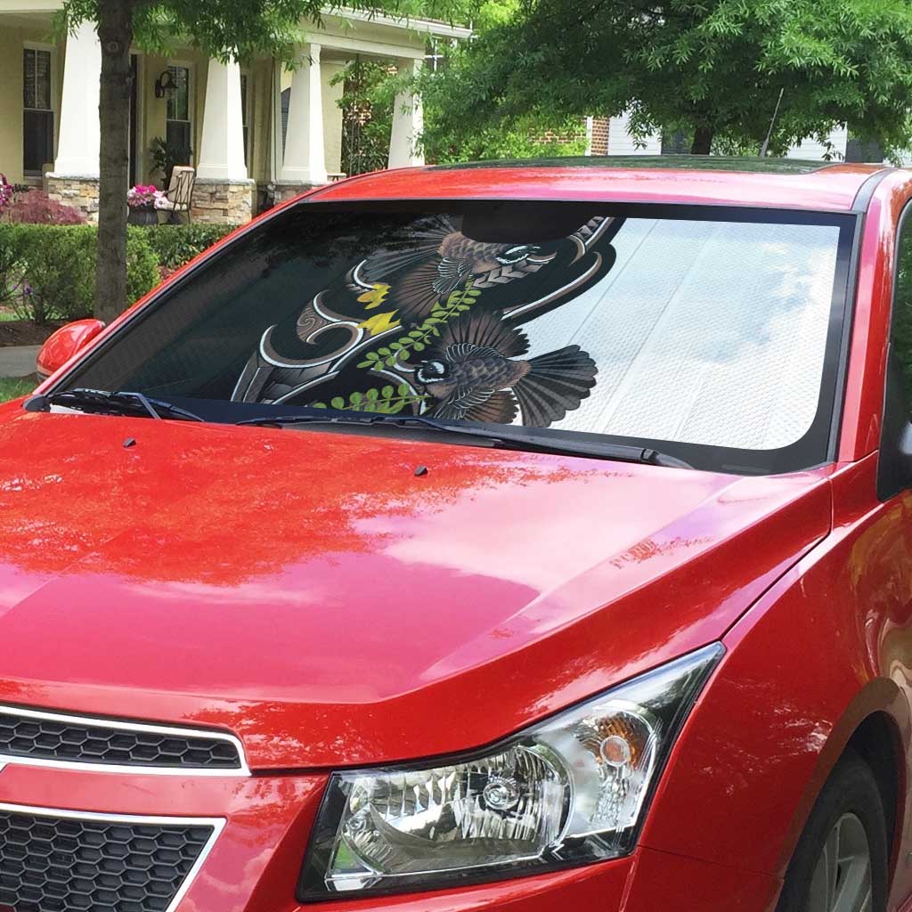 New Zealand Valentines Day Auto Sun Shade Piwakawaka Lovers Maori Koru Tattoo - Polynesian Pride