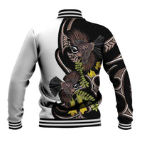 New Zealand Valentines Day Baseball Jacket Piwakawaka Lovers Maori Koru Tattoo - Polynesian Pride