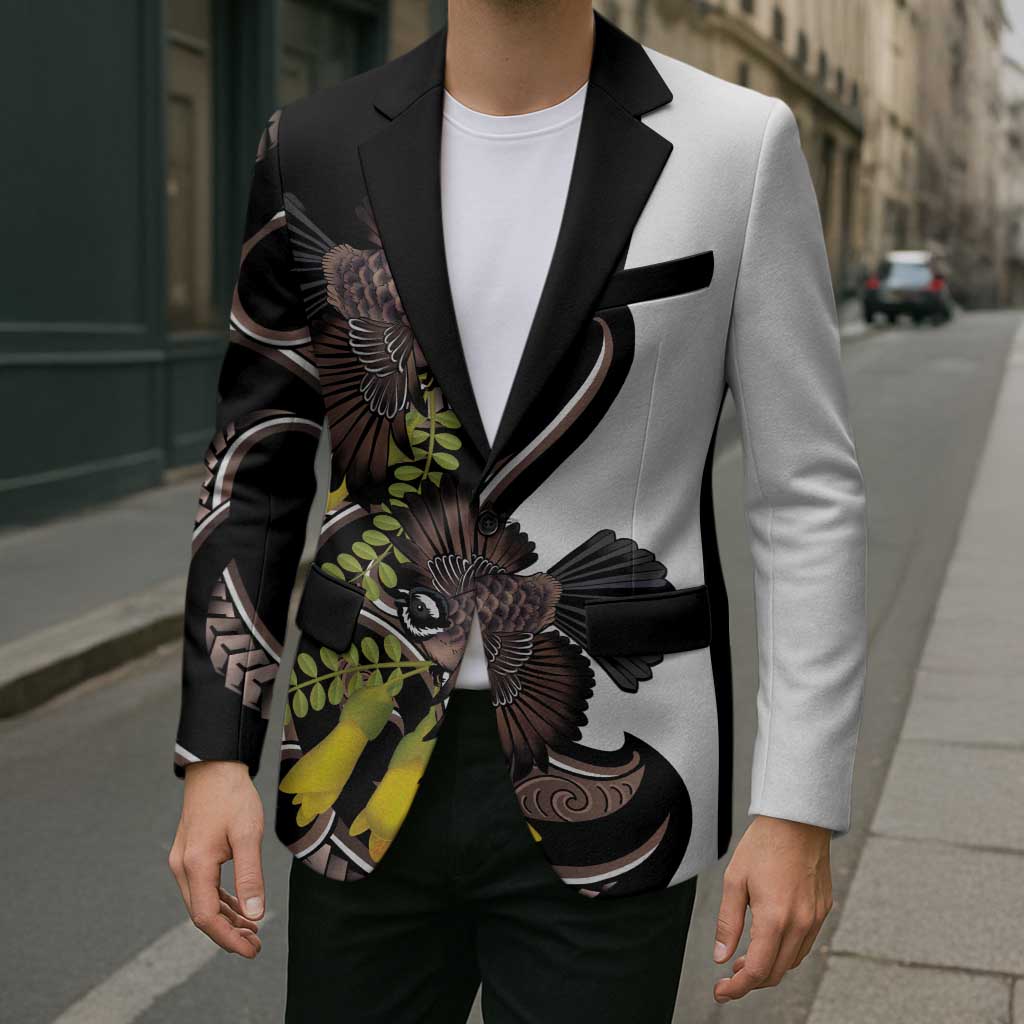 New Zealand Valentines Day Blazer Piwakawaka Lovers Maori Koru Tattoo - Polynesian Pride