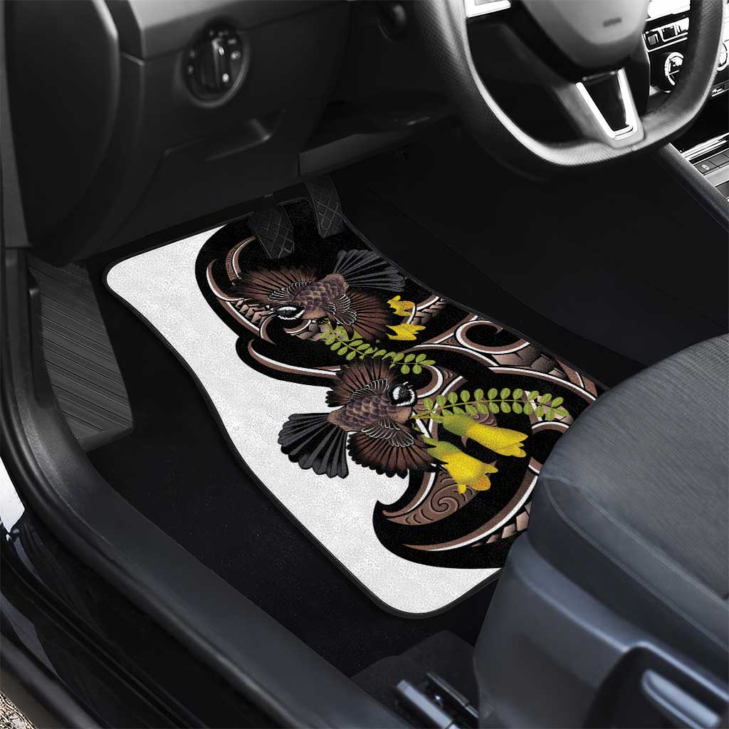 New Zealand Valentines Day Car Mats Piwakawaka Lovers Maori Koru Tattoo - Polynesian Pride