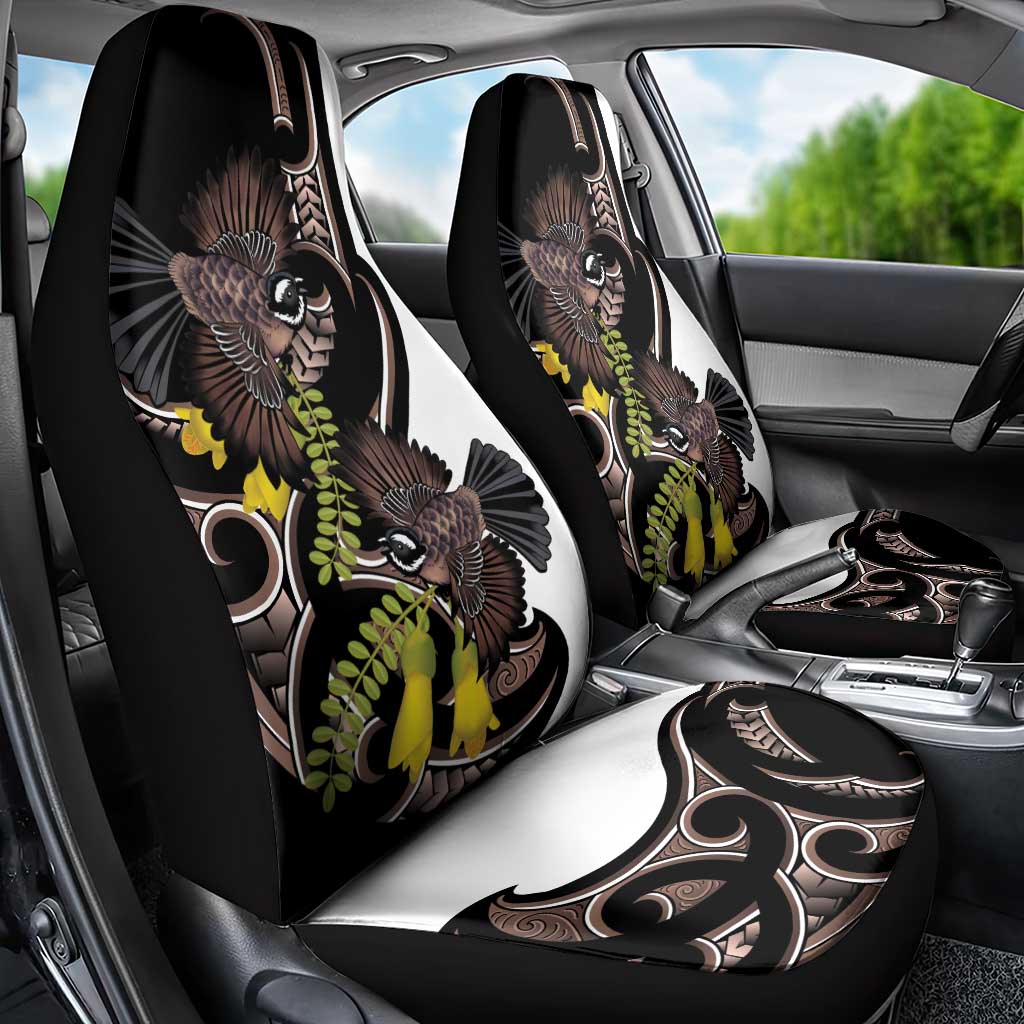 New Zealand Valentines Day Car Seat Cover Piwakawaka Lovers Maori Koru Tattoo - Polynesian Pride