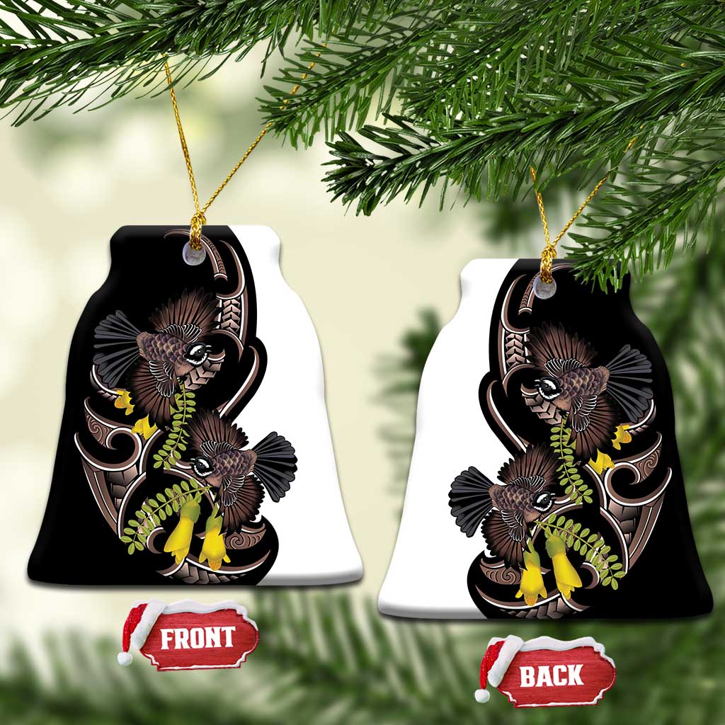 New Zealand Valentines Day Ceramic Ornament Piwakawaka Lovers Maori Koru Tattoo - Polynesian Pride