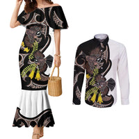 New Zealand Valentines Day Couples Matching Mermaid Dress and Long Sleeve Button Shirt Piwakawaka Lovers Maori Koru Tattoo - Polynesian Pride