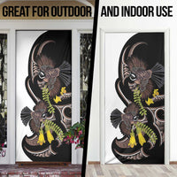 New Zealand Valentines Day Door Cover Piwakawaka Lovers Maori Koru Tattoo - Polynesian Pride