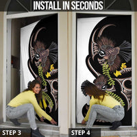 New Zealand Valentines Day Door Cover Piwakawaka Lovers Maori Koru Tattoo - Polynesian Pride