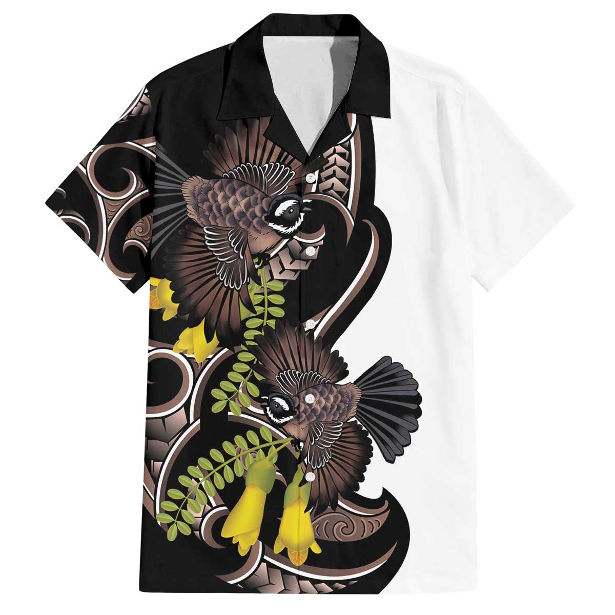New Zealand Valentines Day Family Matching Off The Shoulder Long Sleeve Dress and Hawaiian Shirt Piwakawaka Lovers Maori Koru Tattoo - Polynesian Pride