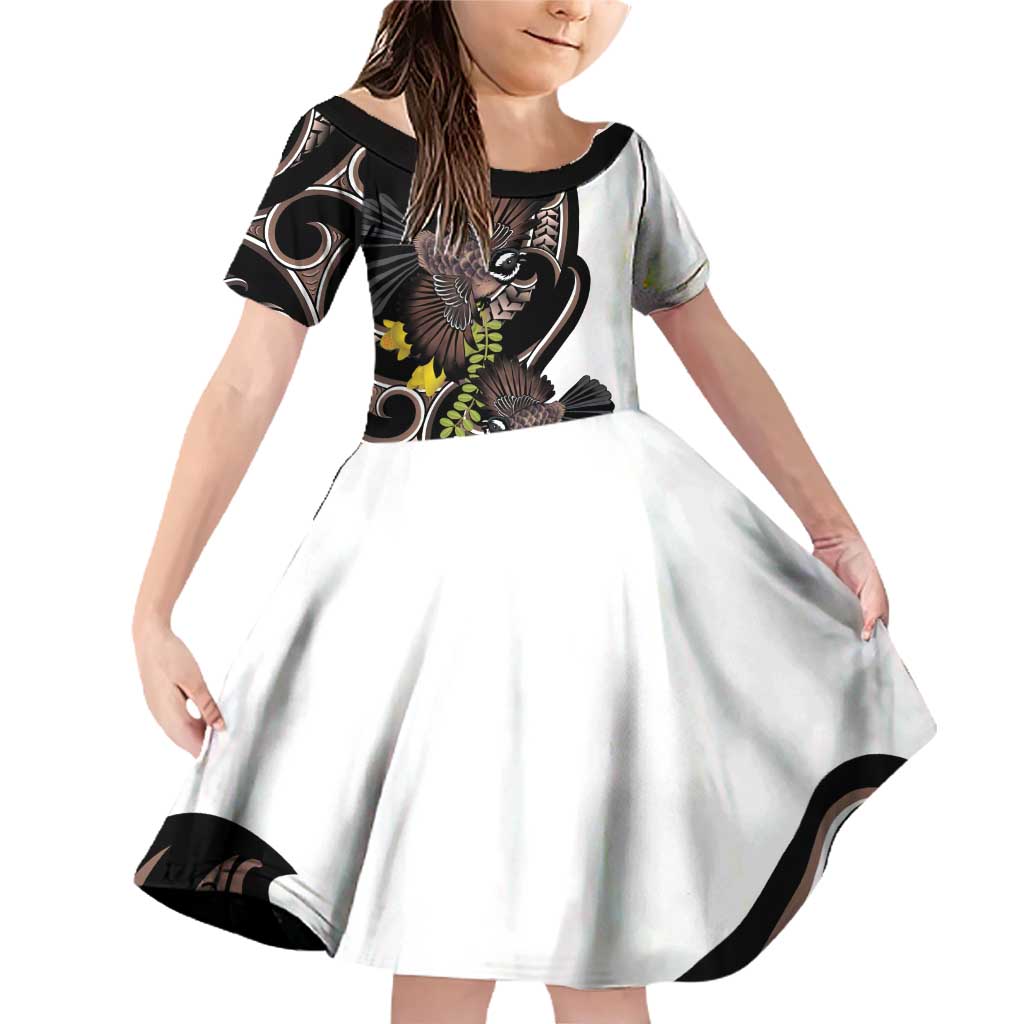 New Zealand Valentines Day Family Matching Off Shoulder Short Dress and Hawaiian Shirt Piwakawaka Lovers Maori Koru Tattoo - Polynesian Pride