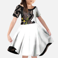 New Zealand Valentines Day Family Matching Summer Maxi Dress and Hawaiian Shirt Piwakawaka Lovers Maori Koru Tattoo - Polynesian Pride