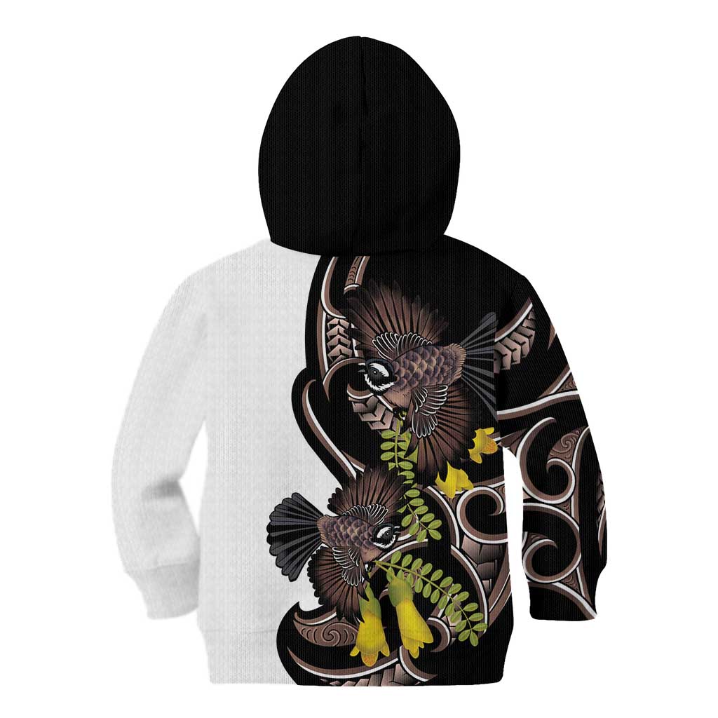 New Zealand Valentines Day Kid Hoodie Piwakawaka Lovers Maori Koru Tattoo - Polynesian Pride