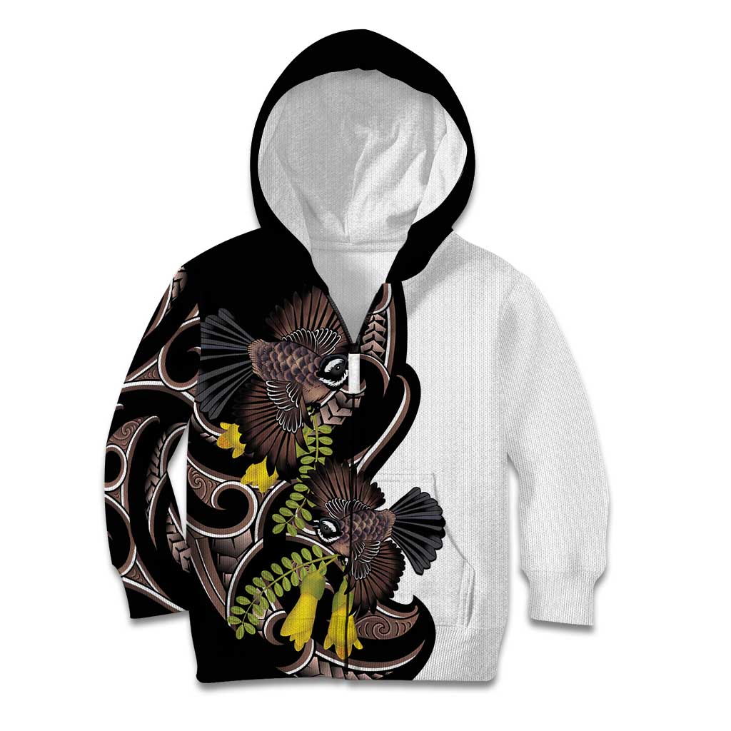 New Zealand Valentines Day Kid Hoodie Piwakawaka Lovers Maori Koru Tattoo - Polynesian Pride