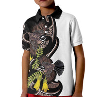 New Zealand Valentines Day Kid Polo Shirt Piwakawaka Lovers Maori Koru Tattoo - Polynesian Pride
