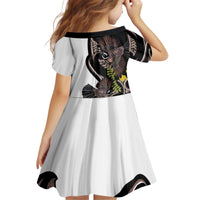 New Zealand Valentines Day Kid Short Sleeve Dress Piwakawaka Lovers Maori Koru Tattoo - Polynesian Pride