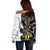 New Zealand Valentines Day Off Shoulder Sweater Piwakawaka Lovers Maori Koru Tattoo - Polynesian Pride