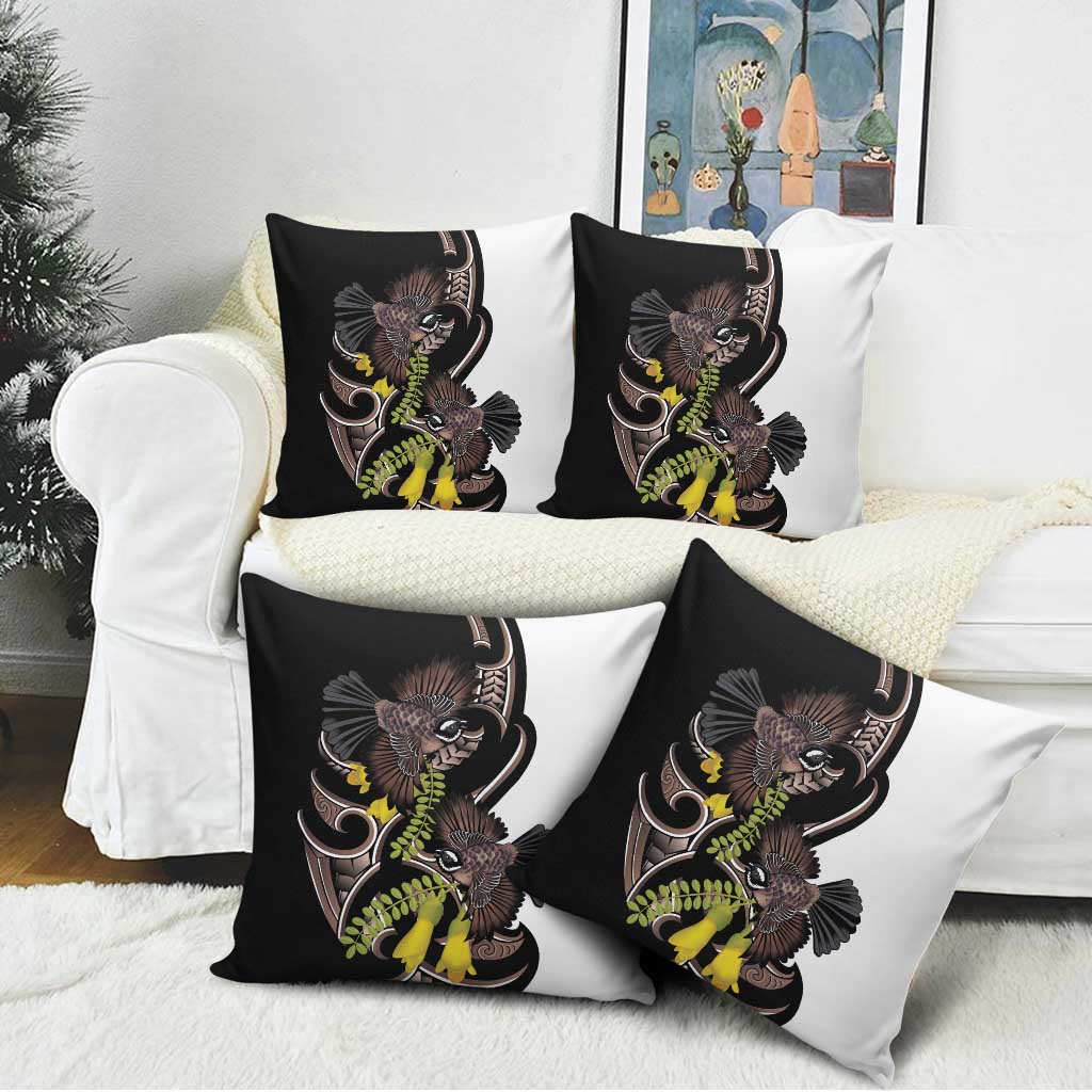 New Zealand Valentines Day Pillow Cover Piwakawaka Lovers Maori Koru Tattoo - Polynesian Pride