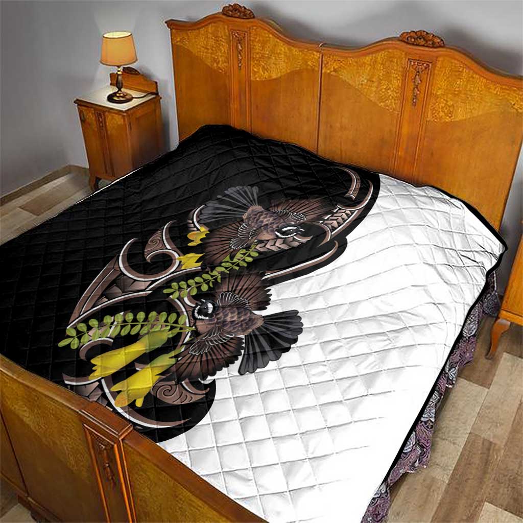 New Zealand Valentines Day Quilt Piwakawaka Lovers Maori Koru Tattoo - Polynesian Pride