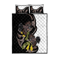 New Zealand Valentines Day Quilt Bed Set Piwakawaka Lovers Maori Koru Tattoo - Polynesian Pride