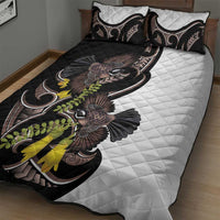 New Zealand Valentines Day Quilt Bed Set Piwakawaka Lovers Maori Koru Tattoo - Polynesian Pride