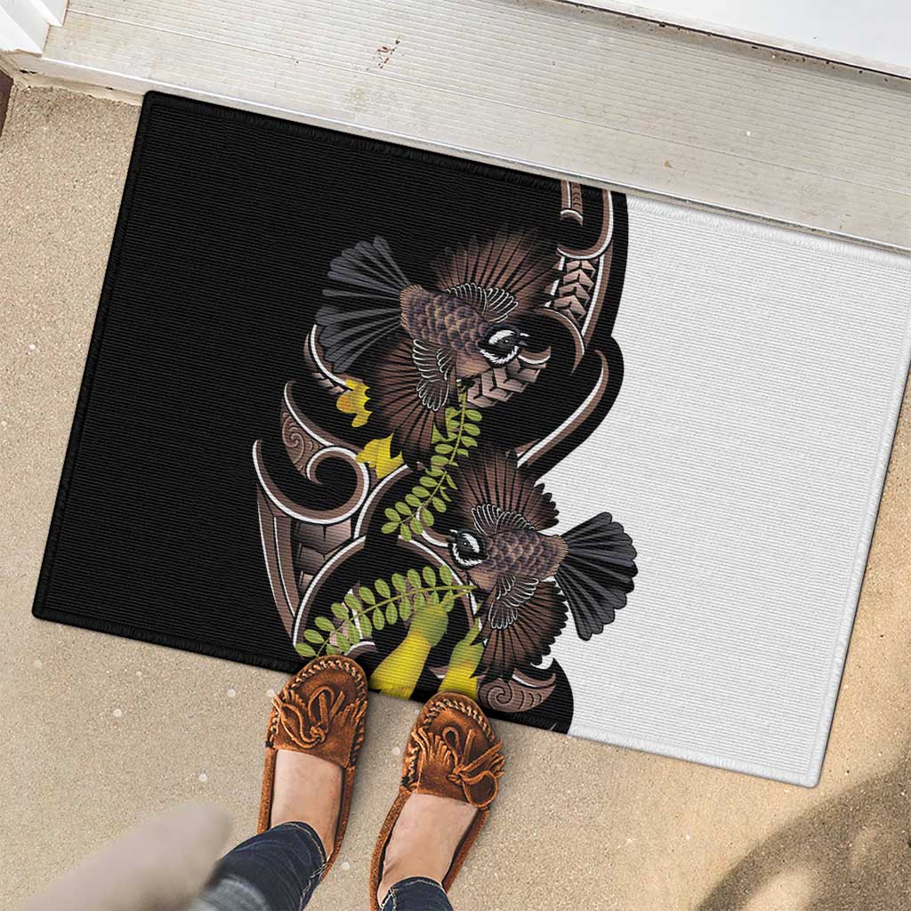 New Zealand Valentines Day Rubber Doormat Piwakawaka Lovers Maori Koru Tattoo - Polynesian Pride