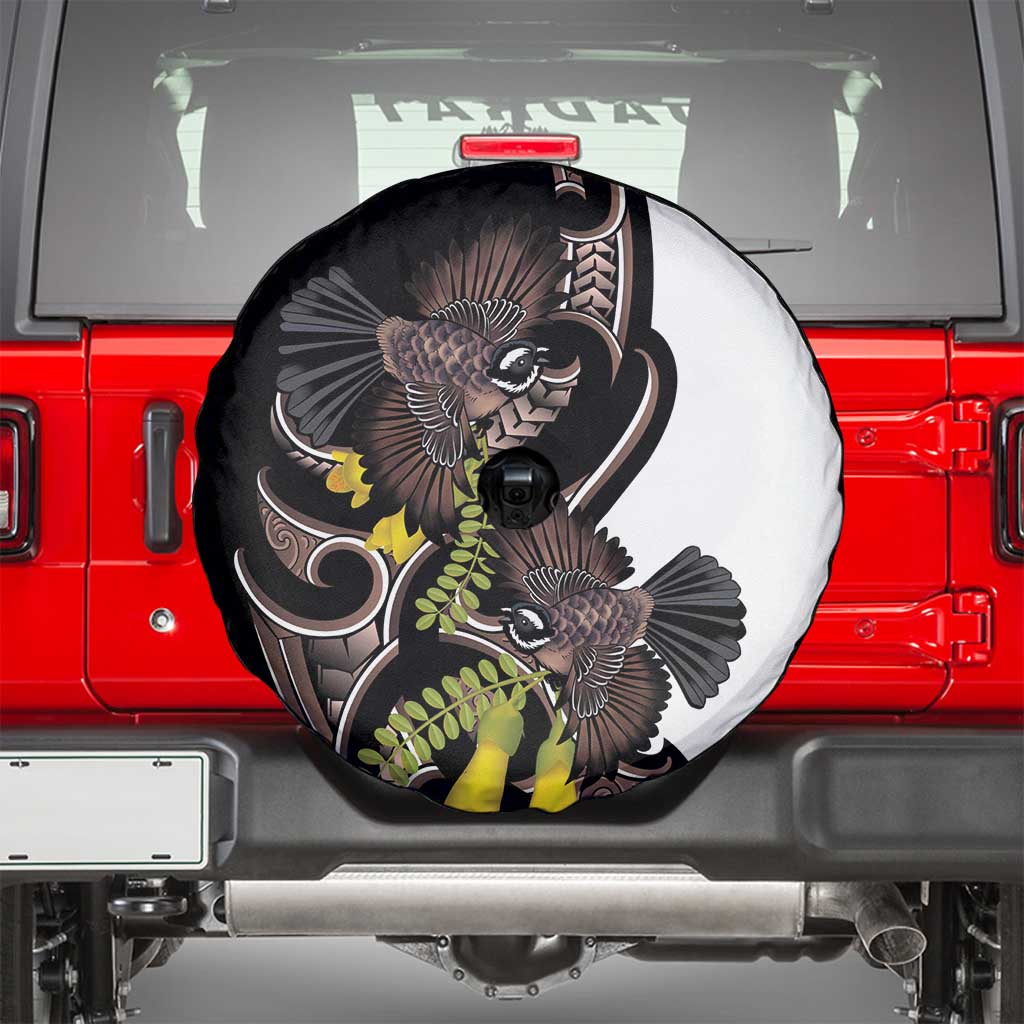 New Zealand Valentines Day Spare Tire Cover Piwakawaka Lovers Maori Koru Tattoo - Polynesian Pride