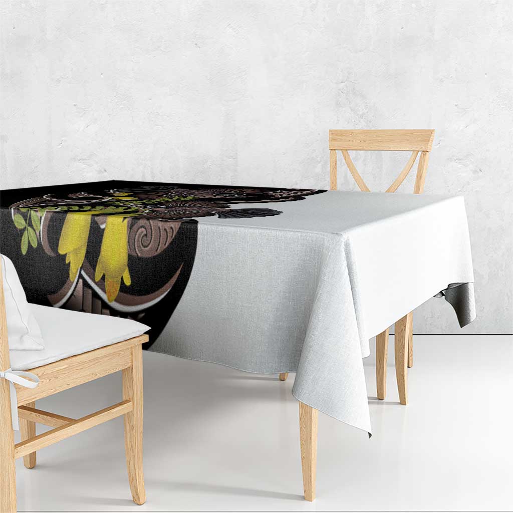 New Zealand Valentines Day Tablecloth Piwakawaka Lovers Maori Koru Tattoo - Polynesian Pride