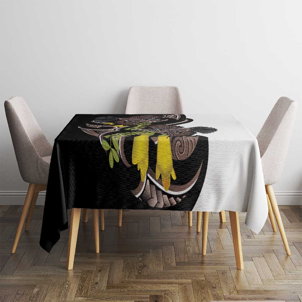 New Zealand Valentines Day Tablecloth Piwakawaka Lovers Maori Koru Tattoo - Polynesian Pride