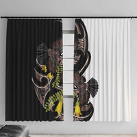 New Zealand Valentines Day Window Curtain Piwakawaka Lovers Maori Koru Tattoo - Polynesian Pride