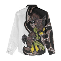 New Zealand Valentines Day Women Casual Shirt Piwakawaka Lovers Maori Koru Tattoo - Polynesian Pride
