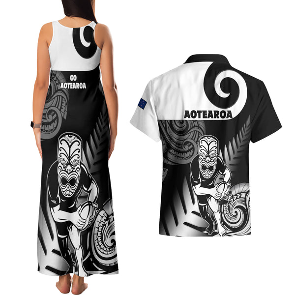 New Zealand Silver Fern Rugby Couples Matching Mermaid Dress and Hawaiian Shirt Go All Black 2023 World Cup LT14 main image 1