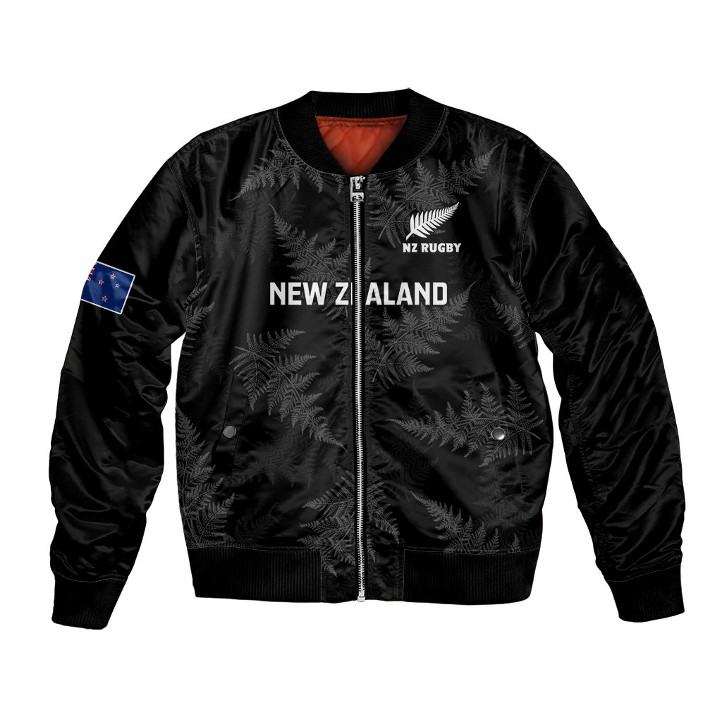 New Zealand Silver Fern Rugby Bomber Jacket 2023 Go Aotearoa Champions World Cup LT14 Unisex Black - Polynesian Pride